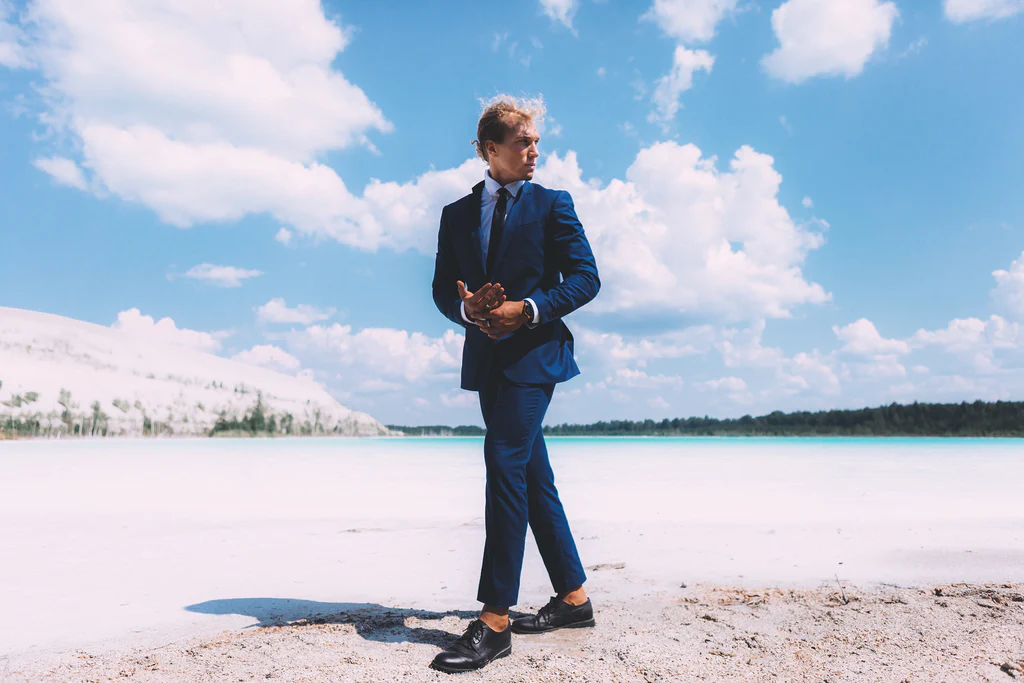 Navy Summer Suit with a Polo Shirt